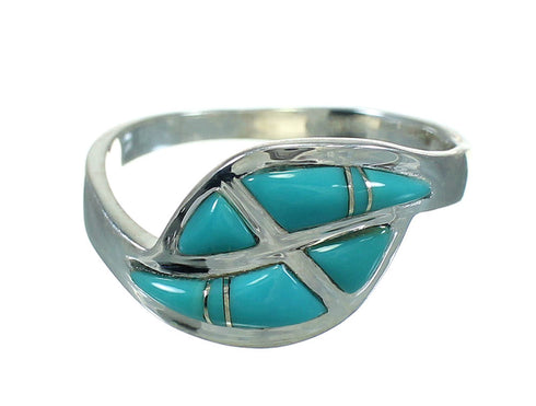 Sterling Silver Southwest Turquoise Inlay Jewelry Ring Size 6-1/4 AX92218